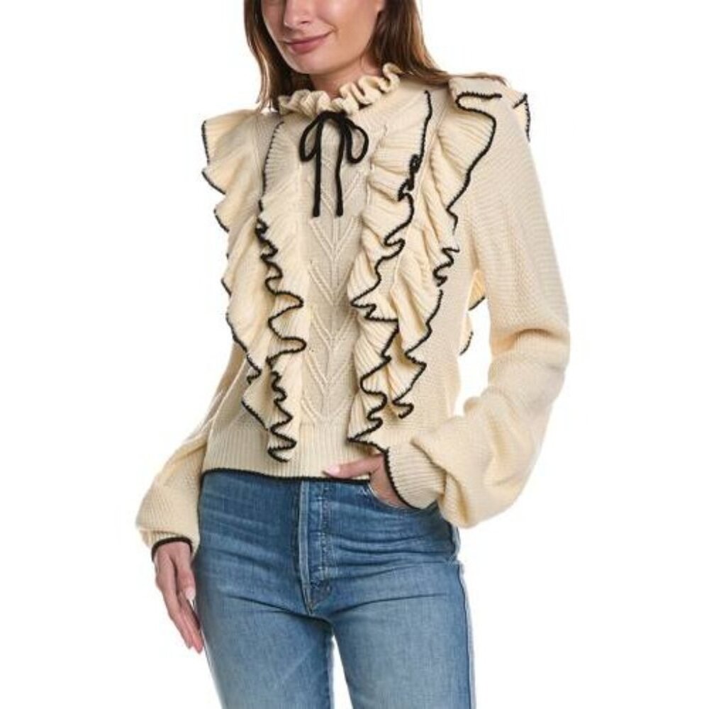 Stellah Ruffled Tipping Sweater size S
